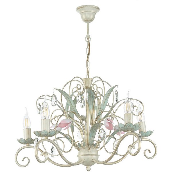 Licht-Erlebnisse Kronleuchter LUCE, ohne Leuchtmittel, Hängeleuchte Floral Ø62cm 5-flmg