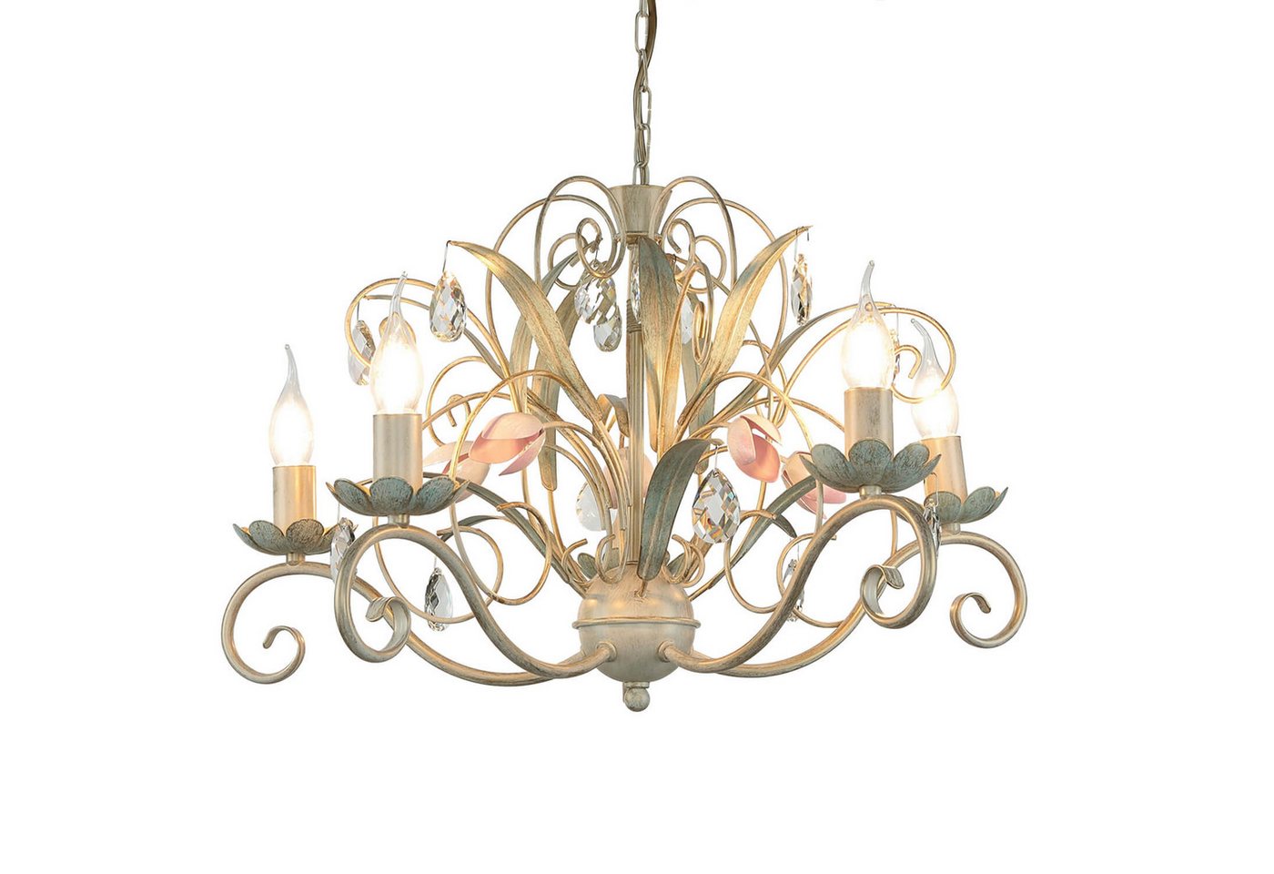 Licht-Erlebnisse Kronleuchter LUCE, ohne Leuchtmittel, Hängeleuchte Floral Ø62cm 5-flmg – Bild 3 von 5