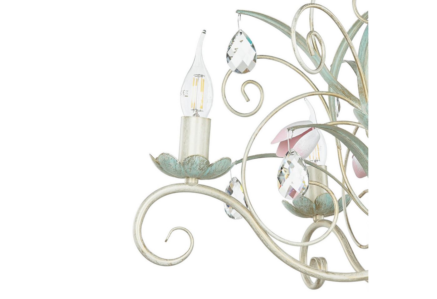 Licht-Erlebnisse Kronleuchter LUCE, ohne Leuchtmittel, Hängeleuchte Floral Ø62cm 5-flmg – Bild 5 von 5