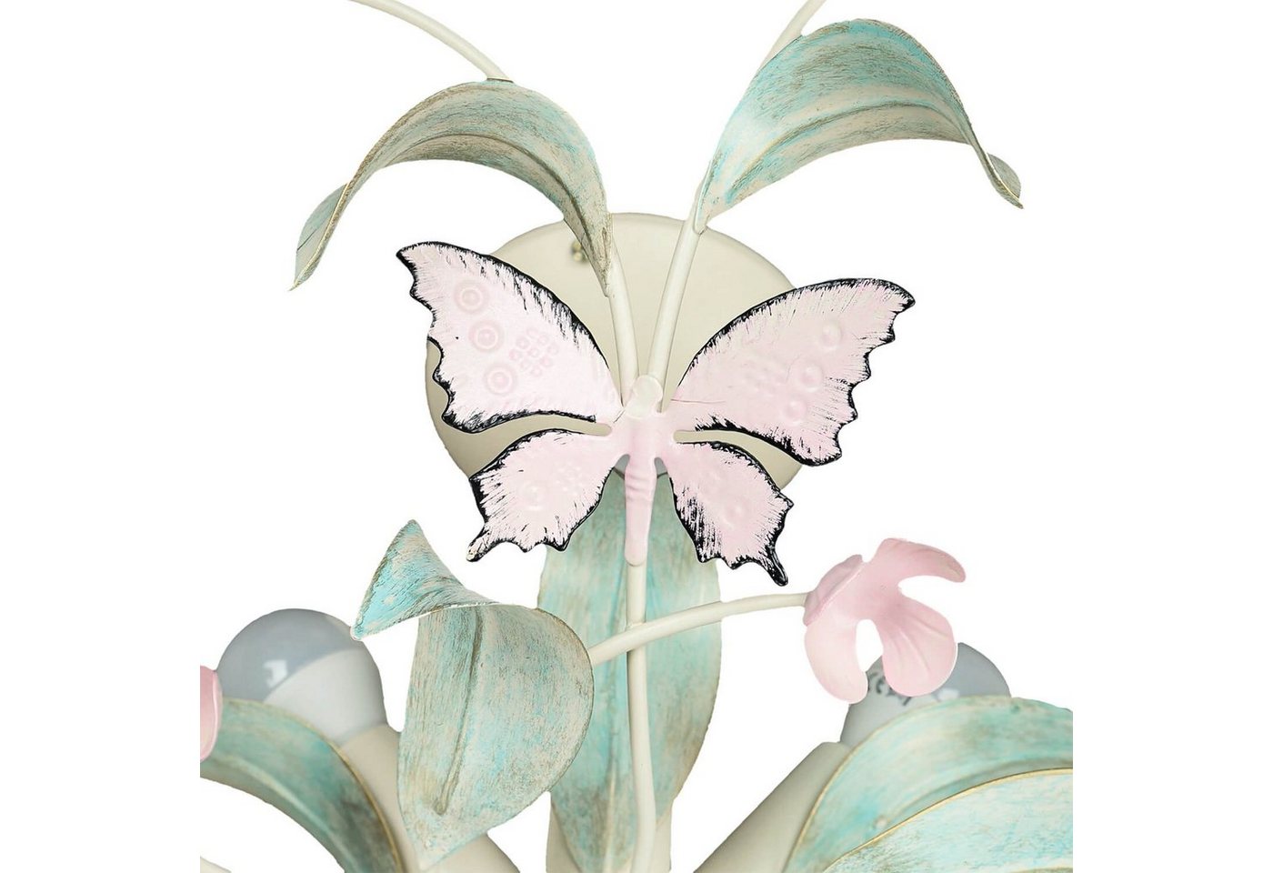 Licht-Erlebnisse Kronleuchter SUMMER, ohne Leuchtmittel, Deckenlampe Weiß Rosa Metall Floral Küche Esszimmer Lampe – Bild 3 von 5