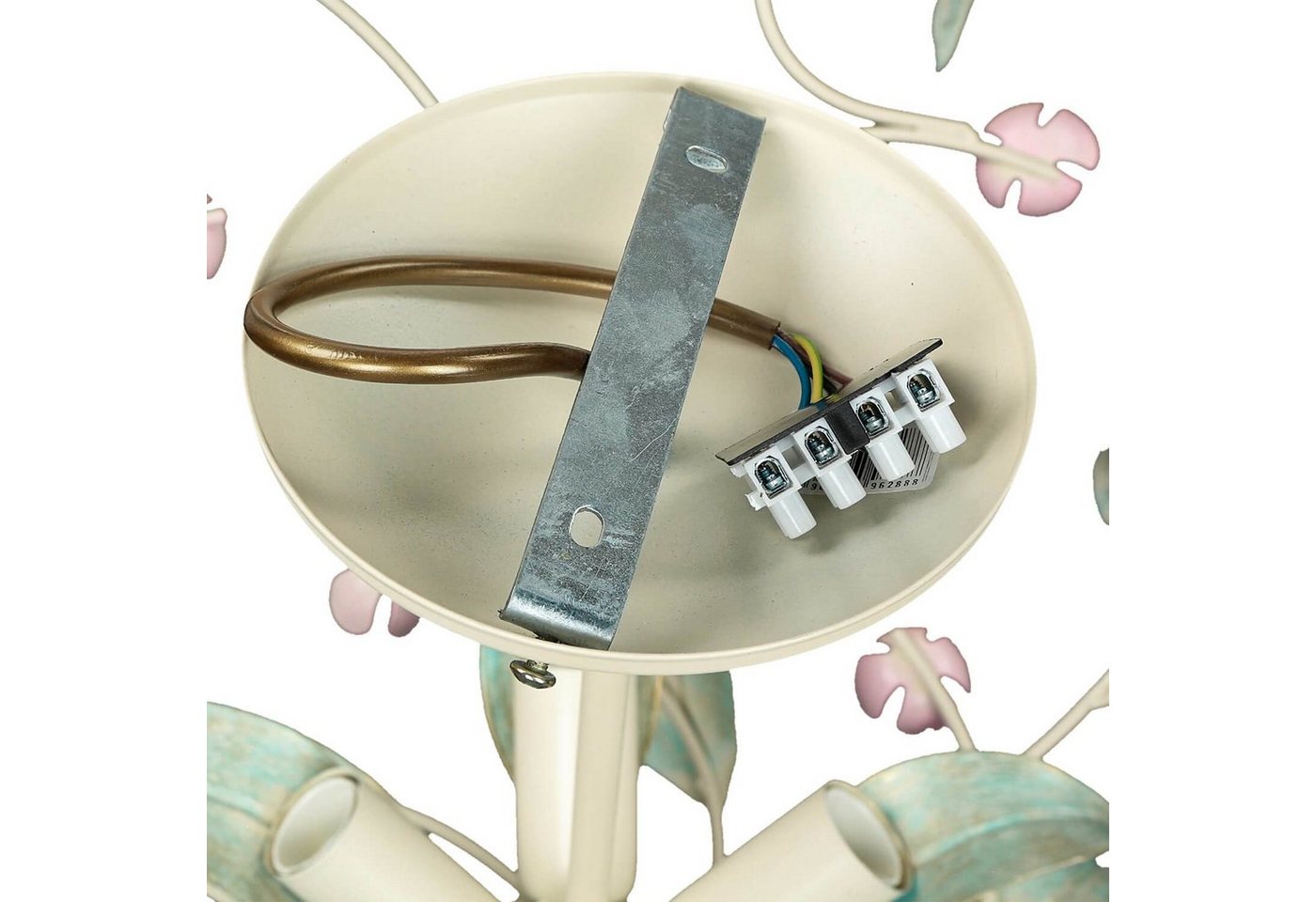 Licht-Erlebnisse Kronleuchter SUMMER, ohne Leuchtmittel, Deckenlampe Weiß Rosa Metall Floral Küche Esszimmer Lampe – Bild 5 von 5