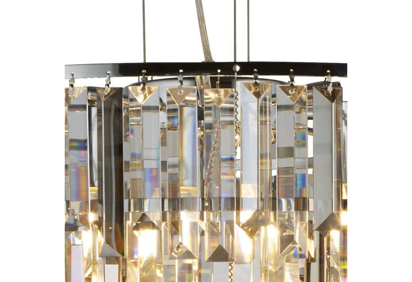 Licht-Erlebnisse Kronleuchter WALKER, ohne Leuchtmittel, 9-flammig E14 D: 65 cm Chrom Rauchgrau Bernstein Klar/Transparent – Bild 4 von 5