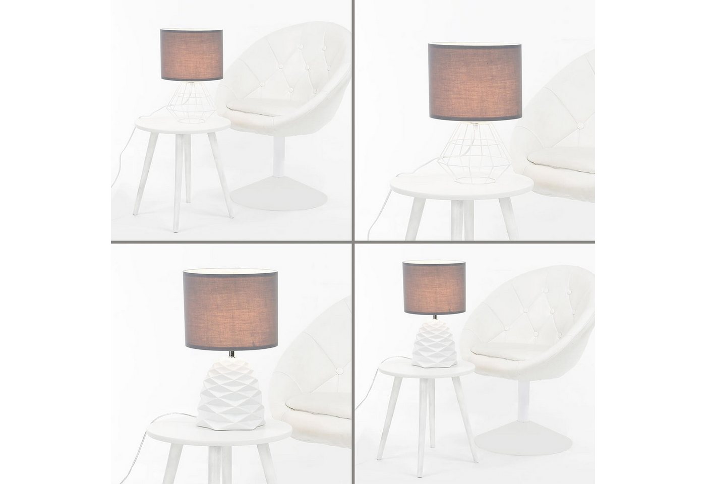 Licht-Erlebnisse Lampenschirm BASIC, Mit Klettverschluss Adapter für E14 E27 Ø 25 cm Grau Stoff – Bild 5 von 5