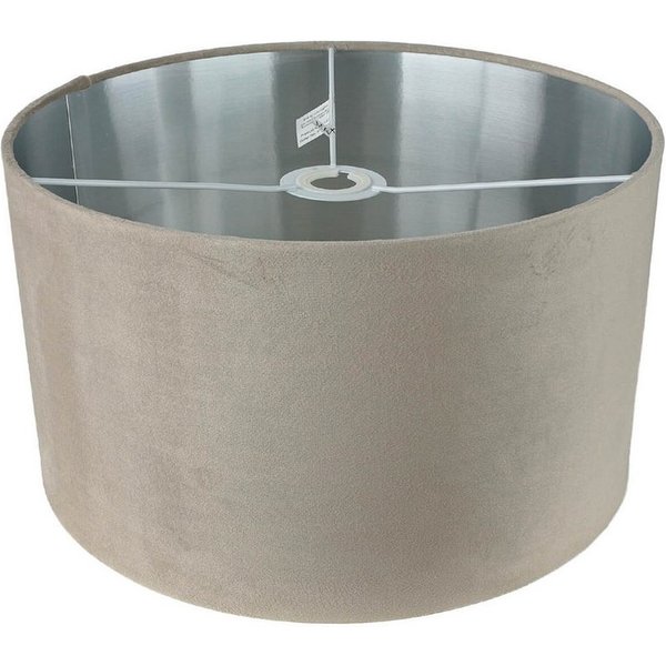 Licht-Erlebnisse Lampenschirm GIRONA, in Taupe Silber gebürstet Ø 38 cm Stoff Modern Flur