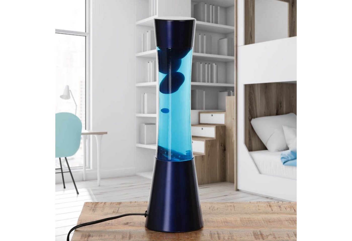 Licht-Erlebnisse Lavalampe RINGO, Warmweiß, Retro Lampe Blau inkl. G9 Leuchtmittel Tischleuchte – Bild 3 von 5