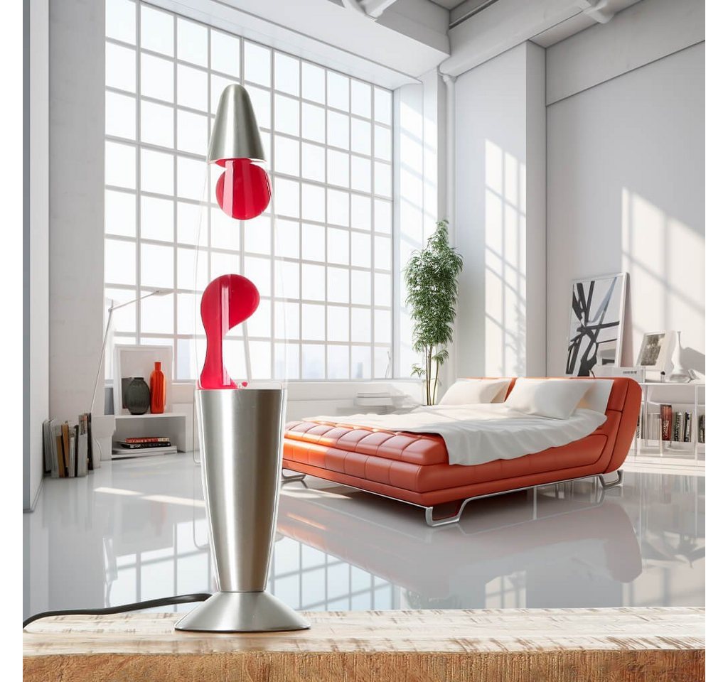 Licht-Erlebnisse Lavalampe TIMMY, Warmweiß, Tischleuchte Rot Transparent Retro mit Leuchtmittel 36 cm hoch – Bild 2 von 5
