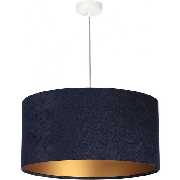 Licht-Erlebnisse Pendelleuchte AIMEE, ohne Leuchtmittel, Pendelleuchte retro Stoff Blau Gold E27 Esstisch Lampe