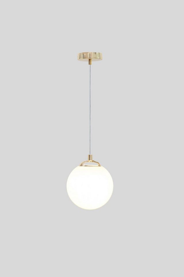 Licht-Erlebnisse Pendelleuchte DEKUT, ohne Leuchtmittel, Glas Metall E27 Ø 12 cm rund H: max. 90 cm in Gold Weiß Modern – Bild 2 von 4