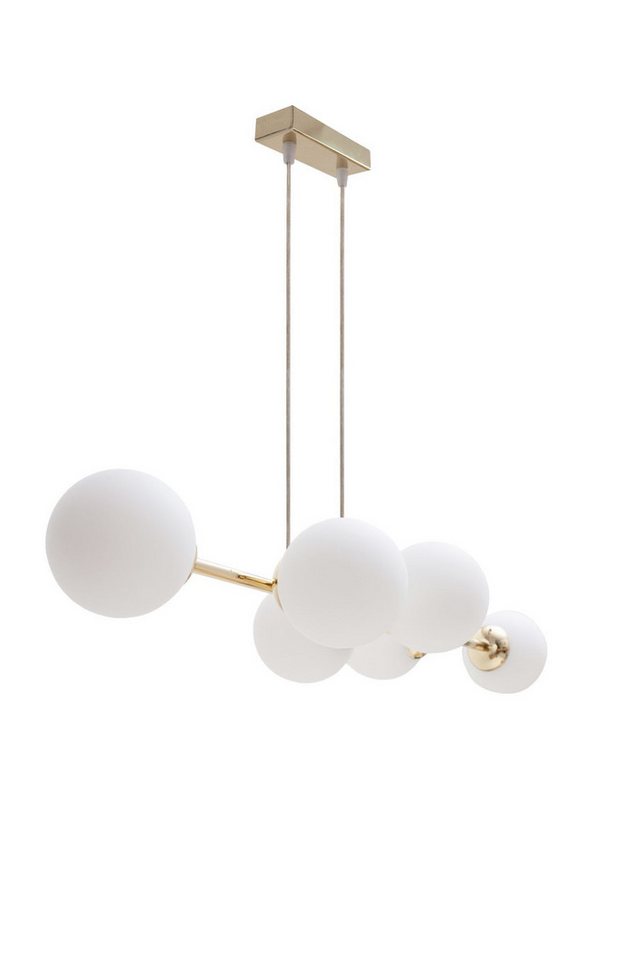 Licht-Erlebnisse Pendelleuchte DEKUT, ohne Leuchtmittel, Metall Glas E27 H: max. 95 cm in Gold Weiß Kugel Schirm Modern – Bild 2 von 5