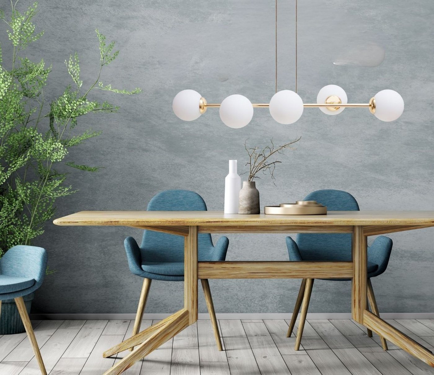 Licht-Erlebnisse Pendelleuchte DEKUT, ohne Leuchtmittel, Metall Glas E27 H: max. 95 cm in Gold Weiß Kugel Schirm Modern – Bild 5 von 5