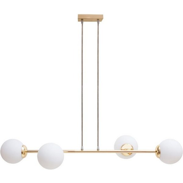 Licht-Erlebnisse Pendelleuchte DEKUT, ohne Leuchtmittel, Metall Glas E27 H: max. 95 cm in Gold Weiß Kugel Schirm Modern