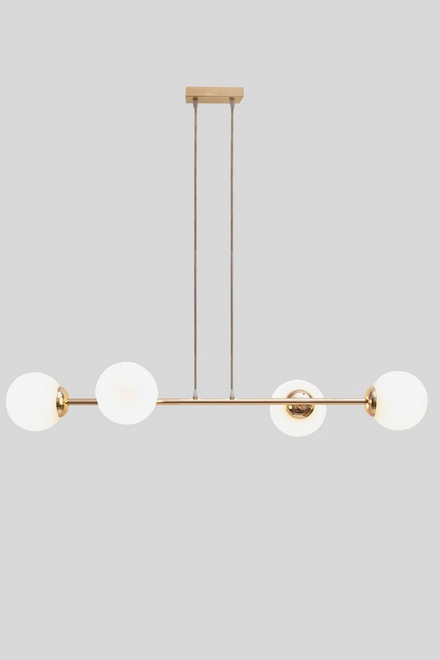 Licht-Erlebnisse Pendelleuchte DEKUT, ohne Leuchtmittel, Metall Glas E27 H: max. 95 cm in Gold Weiß Kugel Schirm Modern – Bild 2 von 2