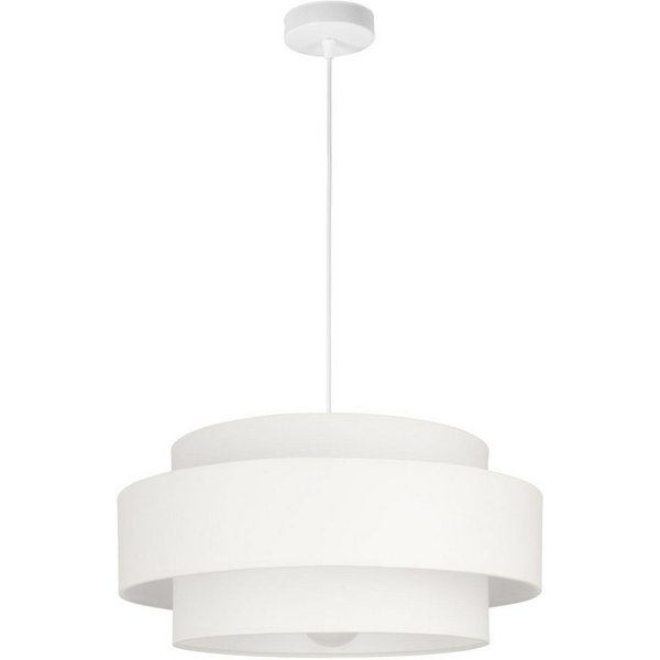 Licht-Erlebnisse Pendelleuchte GELO, ohne Leuchtmittel, Metall E27 Ø 40 cm H: max. 90 cm Weiß rund Modern Pendelleuchte