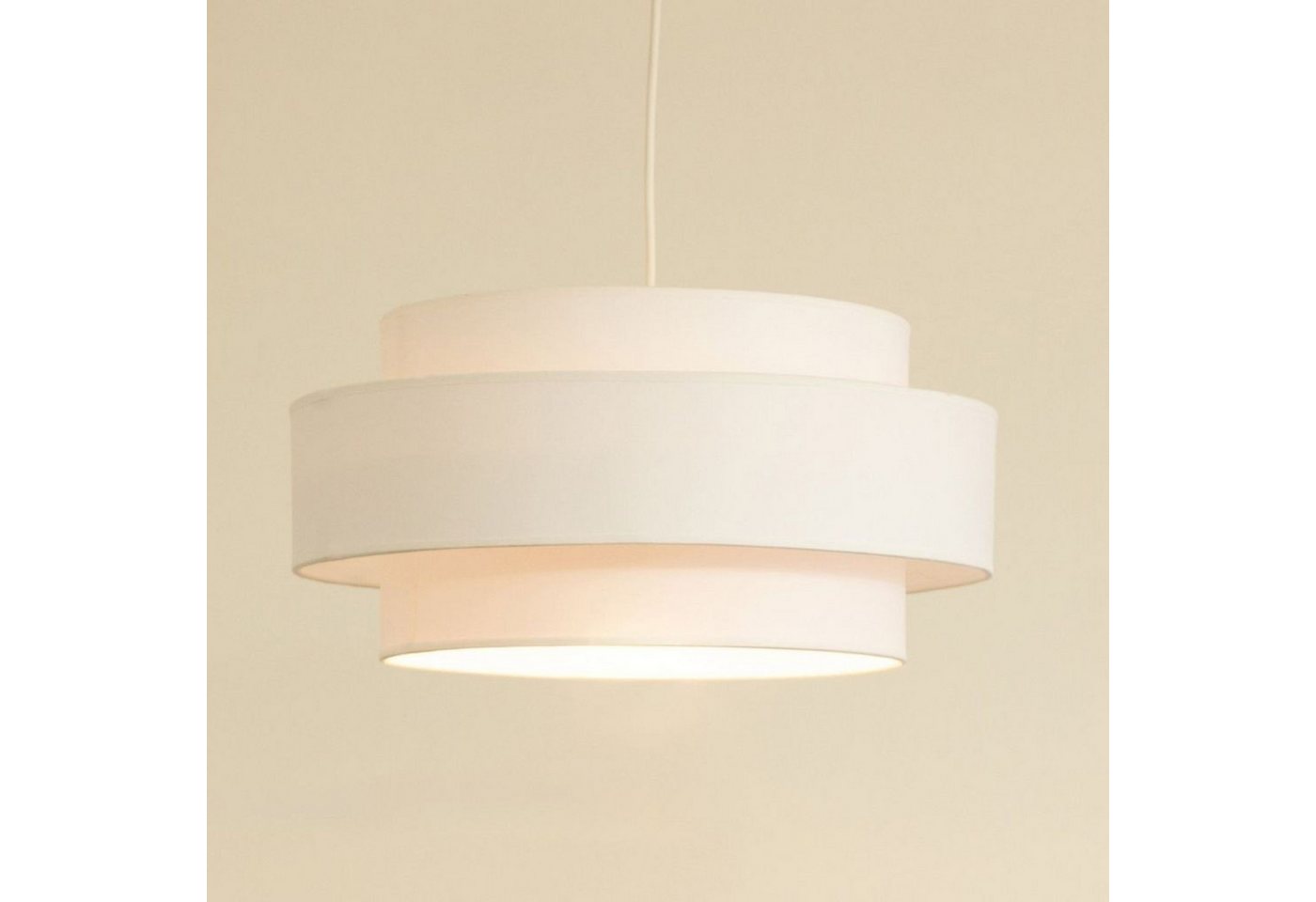 Licht-Erlebnisse Pendelleuchte GELO, ohne Leuchtmittel, Metall E27 Ø 40 cm H: max. 90 cm Weiß rund Modern Pendelleuchte – Bild 3 von 5