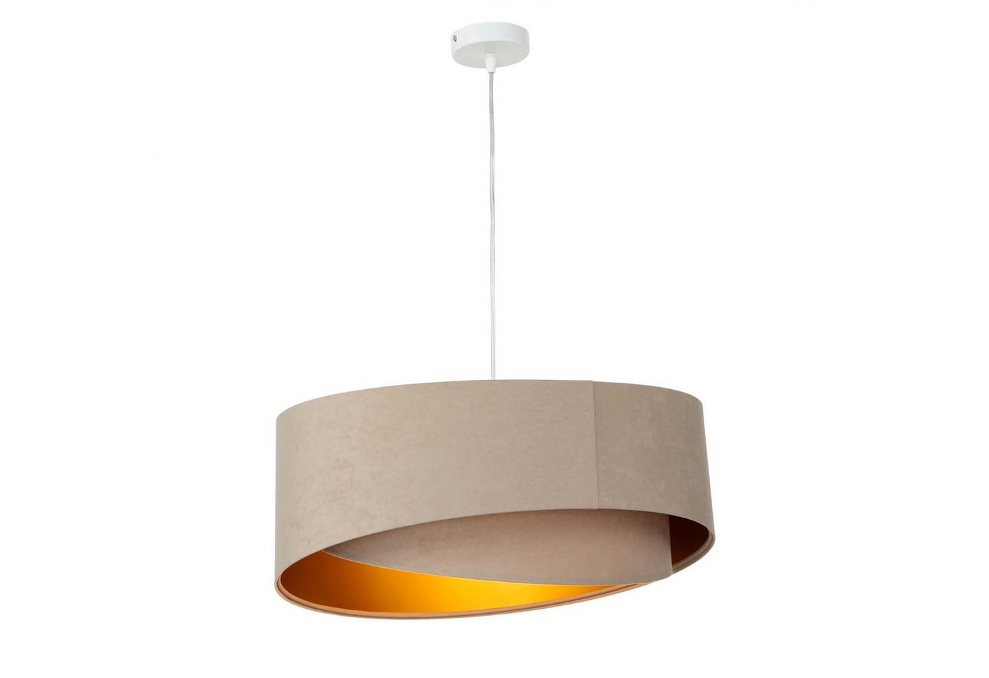Licht-Erlebnisse Pendelleuchte HELSINKI, ohne Leuchtmittel, Stoffschirm Beige Gold Ø 50 cm groß E27 Modern Hängelampe Esszimmer – Bild 2 von 5