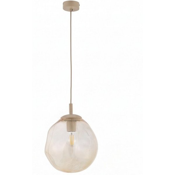 Licht-Erlebnisse Pendelleuchte UMERA, ohne Leuchtmittel, Glas Metall E27 H: max. 175 cm Sandfarben Cognac rund Modern