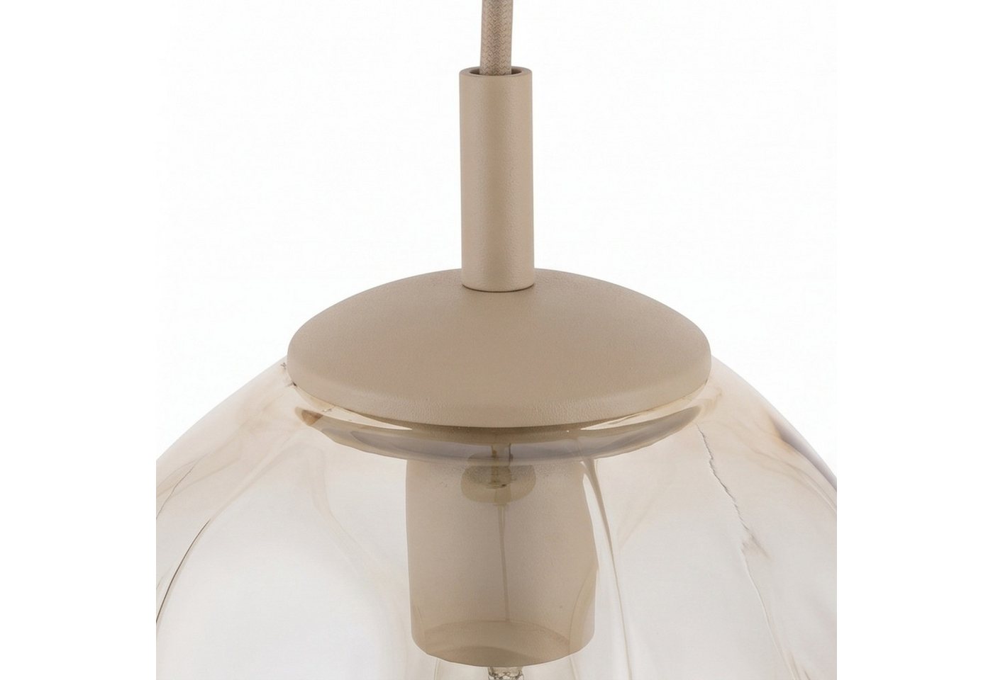 Licht-Erlebnisse Pendelleuchte UMERA, ohne Leuchtmittel, Glas Metall E27 H: max. 175 cm Sandfarben Cognac rund Modern – Bild 4 von 5