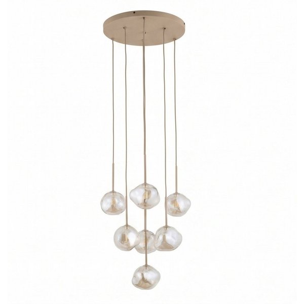 Licht-Erlebnisse Pendelleuchte UMERA, ohne Leuchtmittel, Metall Glas G9 B: 485 cm H: max. 150 cm Sandfarben Cognac Modern