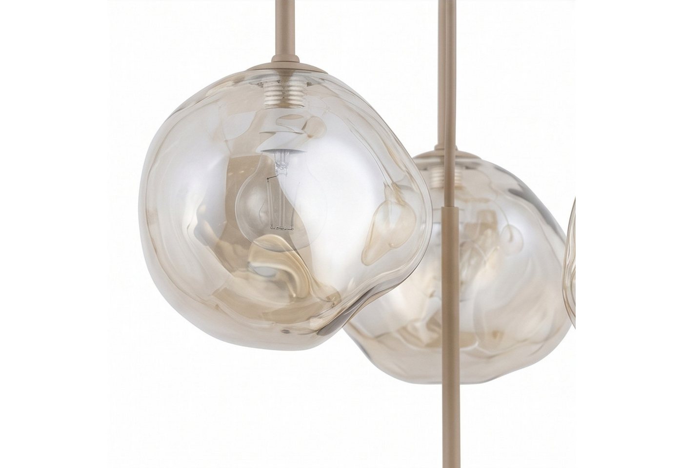 Licht-Erlebnisse Pendelleuchte UMERA, ohne Leuchtmittel, Metall Glas G9 B: 485 cm H: max. 150 cm Sandfarben Cognac Modern – Bild 3 von 5