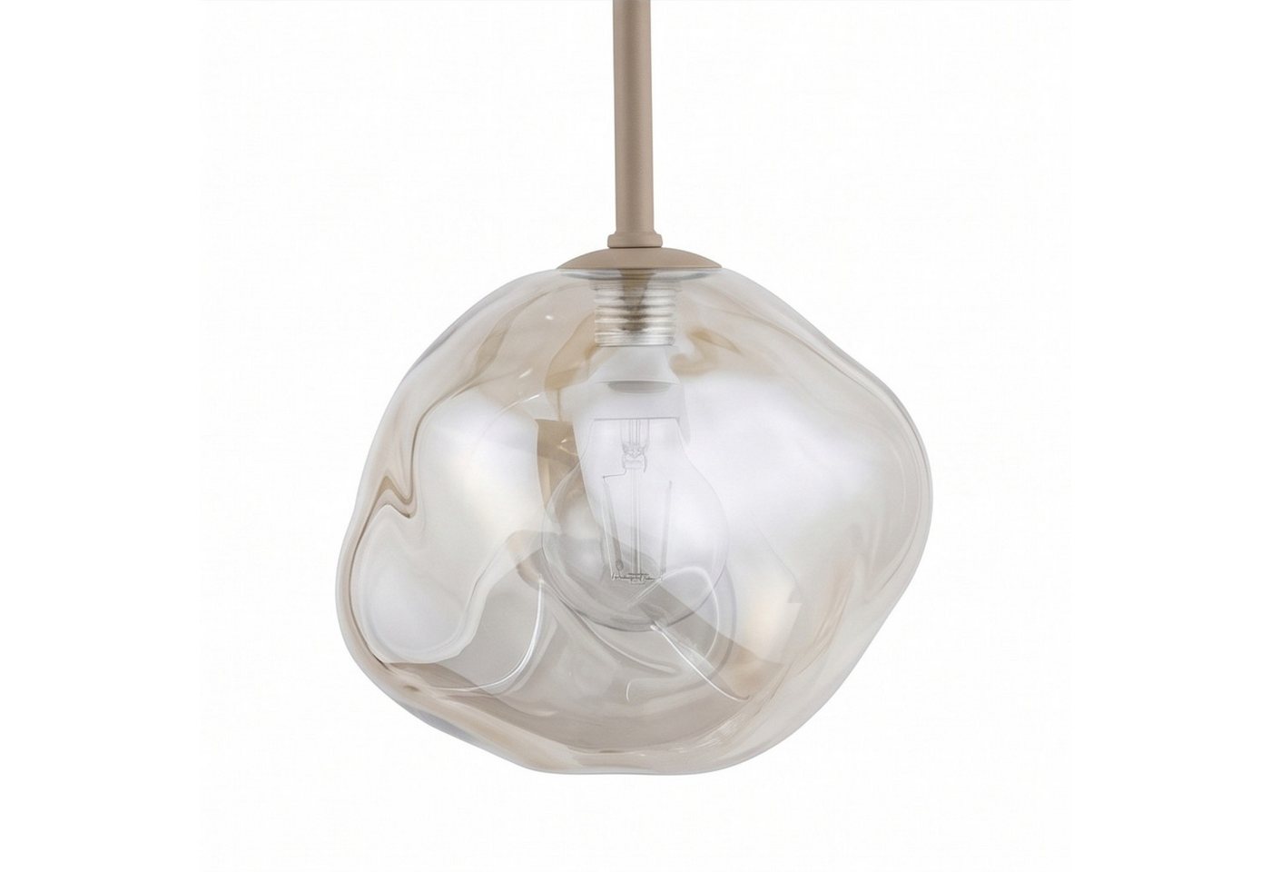 Licht-Erlebnisse Pendelleuchte UMERA, ohne Leuchtmittel, Metall Glas G9 B: 485 cm H: max. 150 cm Sandfarben Cognac Modern – Bild 4 von 5