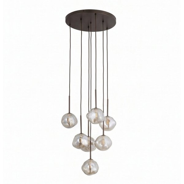 Licht-Erlebnisse Pendelleuchte UMERA, ohne Leuchtmittel, Glas Metall G9 485 cm breit H: max. 150 cm Braun Cognac Modern