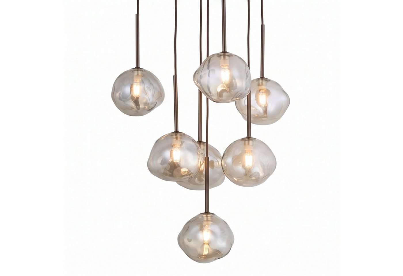Licht-Erlebnisse Pendelleuchte UMERA, ohne Leuchtmittel, Glas Metall G9 485 cm breit H: max. 150 cm Braun Cognac Modern – Bild 3 von 5