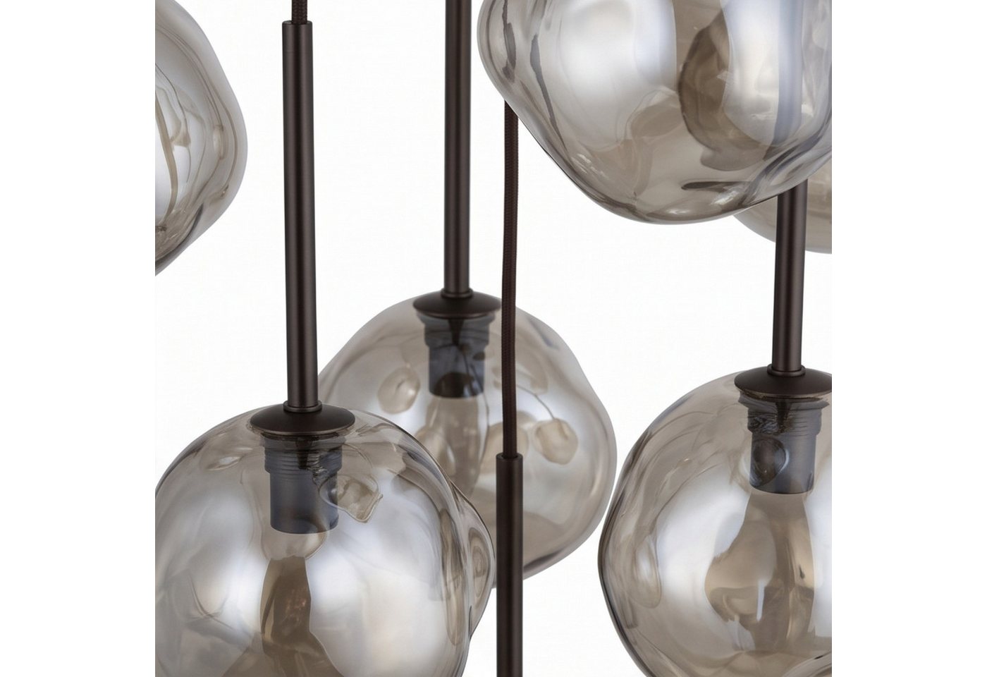 Licht-Erlebnisse Pendelleuchte UMERA, ohne Leuchtmittel, Glas Metall G9 485 cm breit H: max. 150 cm Braun Cognac Modern – Bild 4 von 5