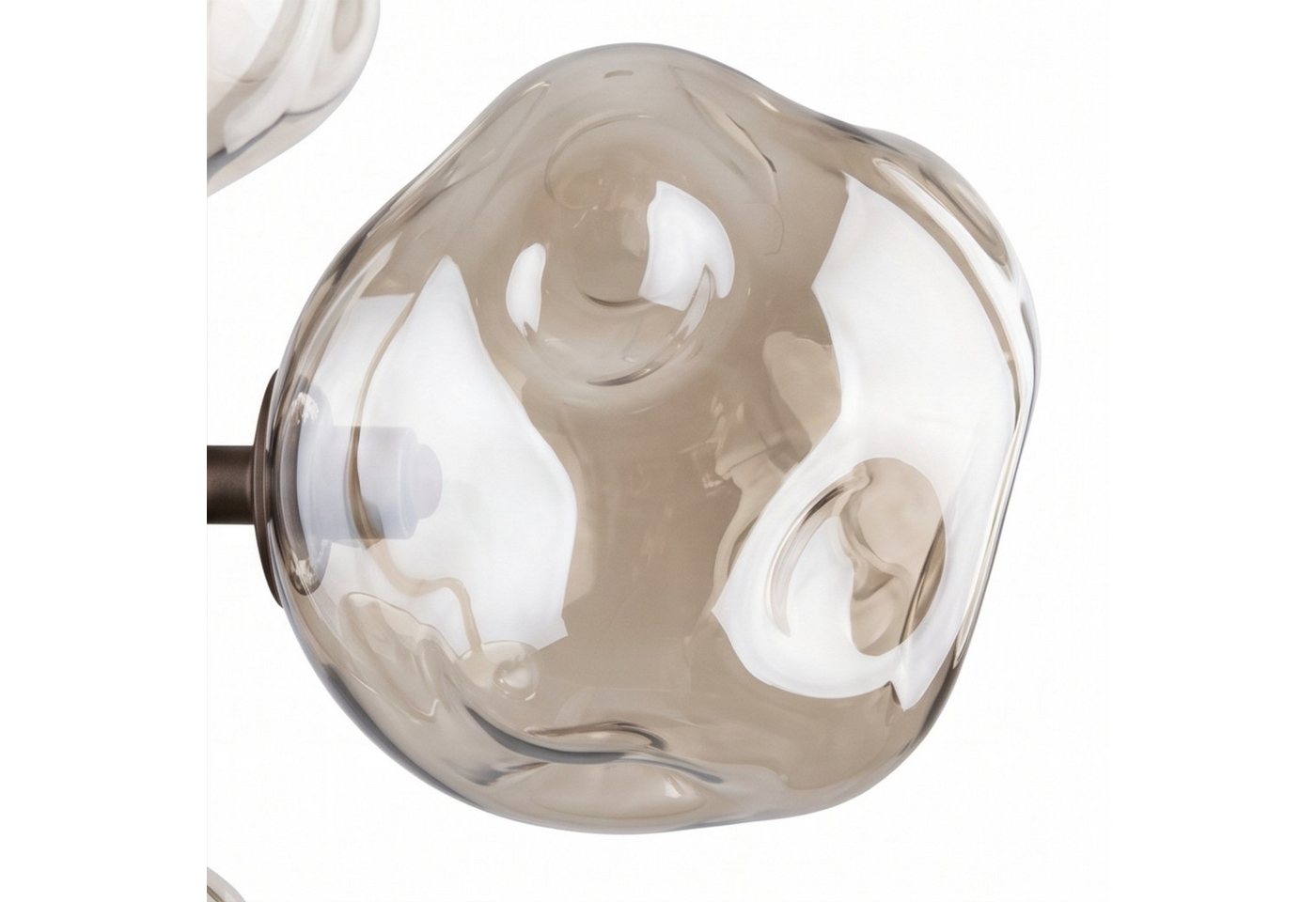 Licht-Erlebnisse Pendelleuchte UMERA, ohne Leuchtmittel, Metall Rauchglas G9 29 cm breit H: max. 90 cm Braun Cognac 3-flammig – Bild 5 von 5