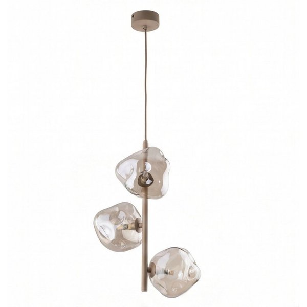 Licht-Erlebnisse Pendelleuchte UMERA, ohne Leuchtmittel, Metall Rauchglas G9 B: 29 cm H: max. 90 cm Beige Cognac 3-flammig