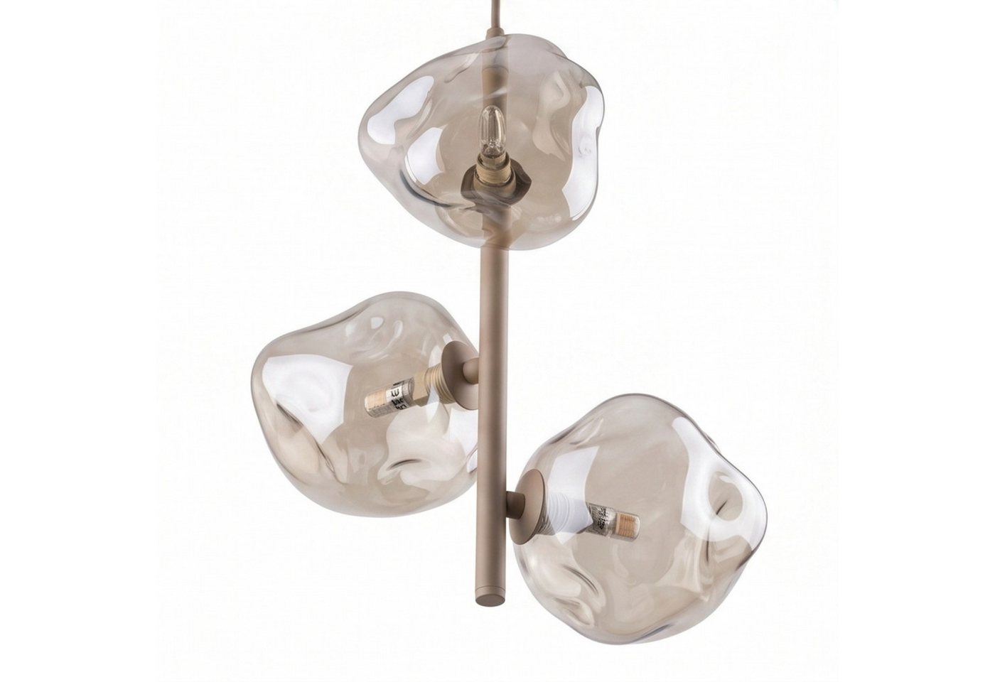 Licht-Erlebnisse Pendelleuchte UMERA, ohne Leuchtmittel, Metall Rauchglas G9 B: 29 cm H: max. 90 cm Beige Cognac 3-flammig – Bild 3 von 5