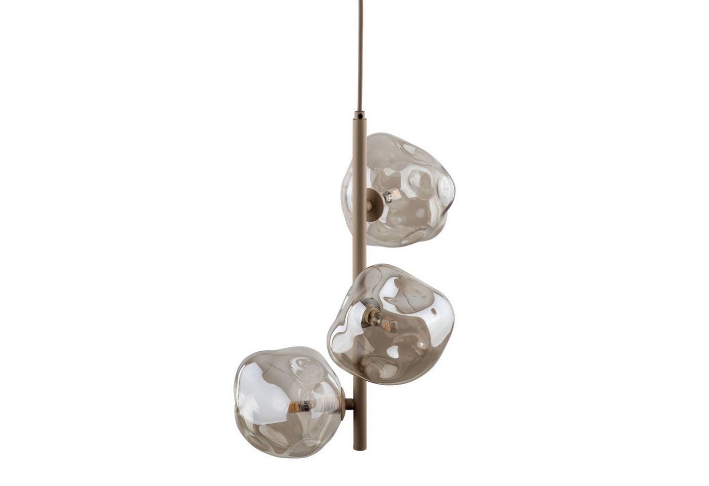 Licht-Erlebnisse Pendelleuchte UMERA, ohne Leuchtmittel, Metall Rauchglas G9 B: 29 cm H: max. 90 cm Beige Cognac 3-flammig – Bild 5 von 5