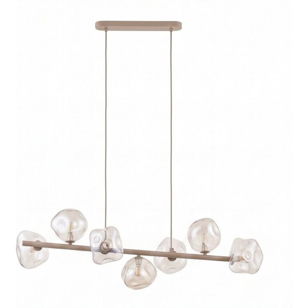Licht-Erlebnisse Pendelleuchte UMERA, ohne Leuchtmittel, Rauchglas Metall H: max. 156 cm Beige Cognac G9 länglich Modern