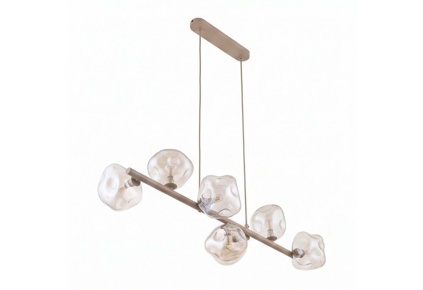 Licht-Erlebnisse Pendelleuchte UMERA, ohne Leuchtmittel, Rauchglas Metall H: max. 156 cm Beige Cognac G9 länglich Modern – Bild 3 von 5