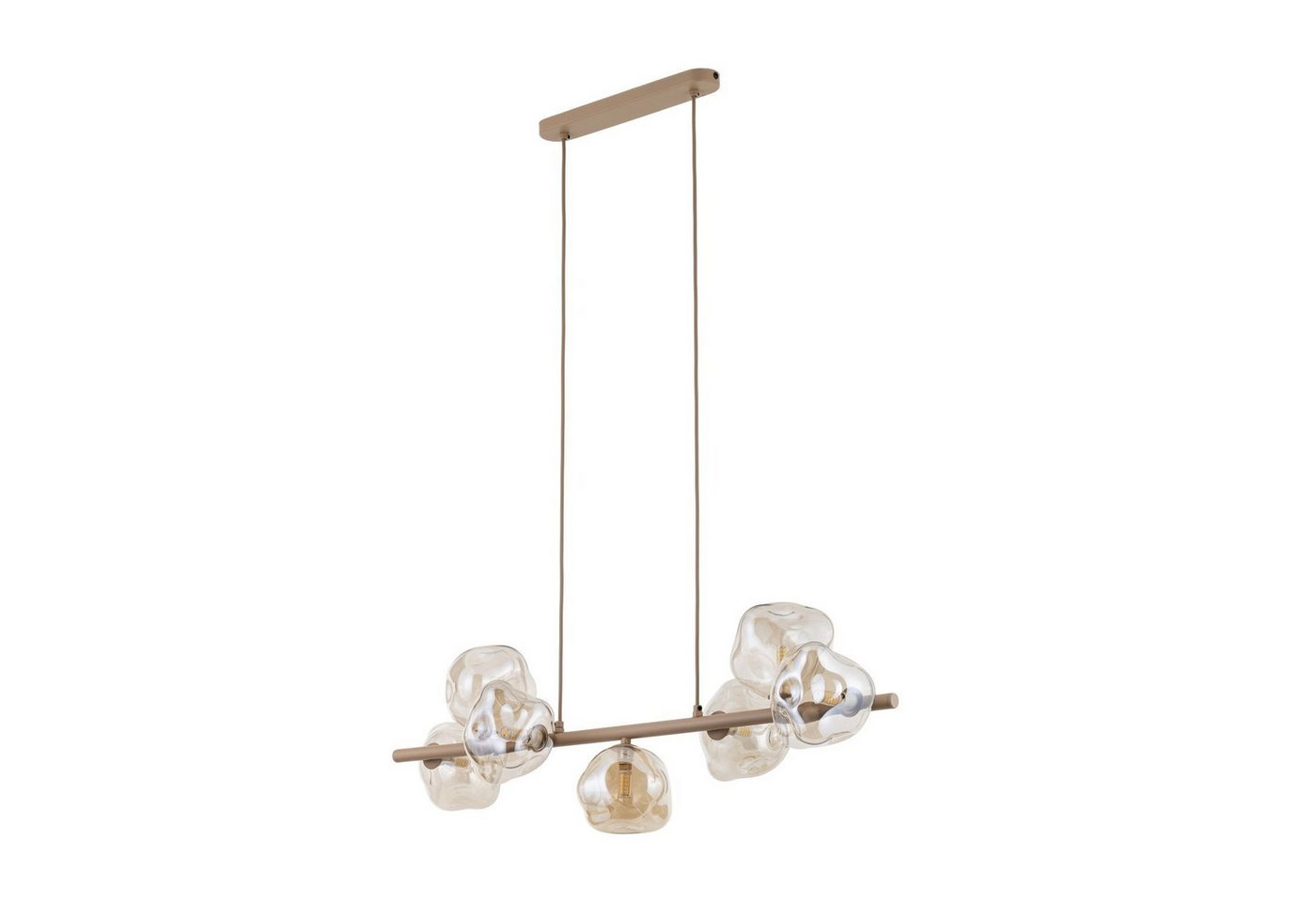Licht-Erlebnisse Pendelleuchte UMERA, ohne Leuchtmittel, Rauchglas Metall H: max. 156 cm Beige Cognac G9 länglich Modern – Bild 4 von 5