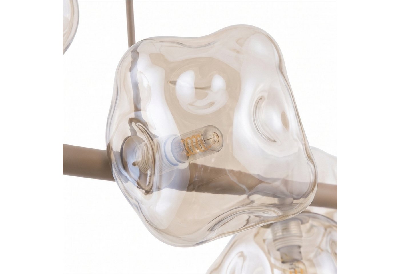 Licht-Erlebnisse Pendelleuchte UMERA, ohne Leuchtmittel, Rauchglas Metall H: max. 156 cm Beige Cognac G9 länglich Modern – Bild 5 von 5