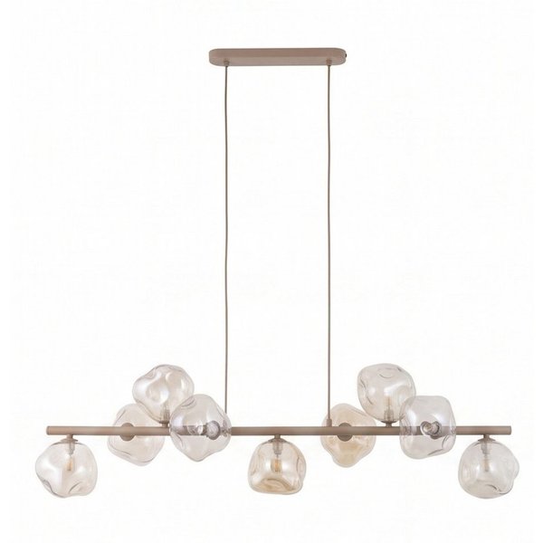 Licht-Erlebnisse Pendelleuchte UMERA, ohne Leuchtmittel, Metall Rauchglas G9 H: max. 141 cm Beige Cognac länglich Modern