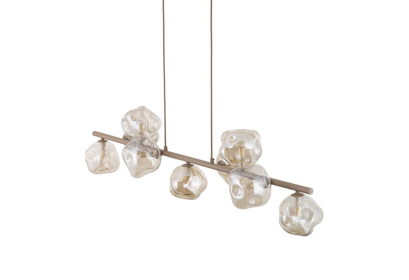 Licht-Erlebnisse Pendelleuchte UMERA, ohne Leuchtmittel, Metall Rauchglas G9 H: max. 141 cm Beige Cognac länglich Modern – Bild 3 von 5