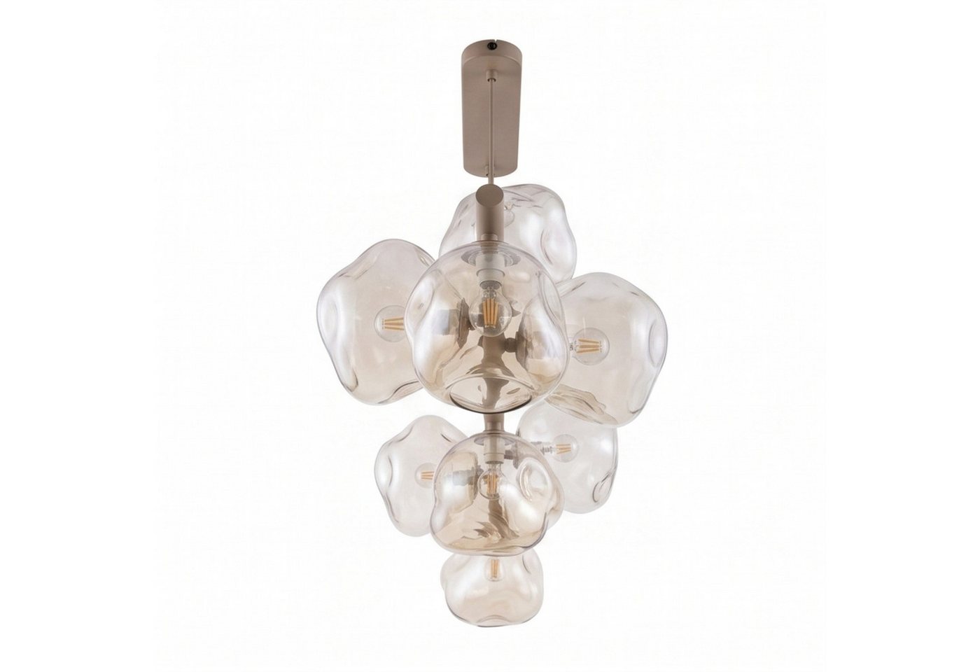 Licht-Erlebnisse Pendelleuchte UMERA, ohne Leuchtmittel, Metall Rauchglas G9 H: max. 141 cm Beige Cognac länglich Modern – Bild 4 von 5