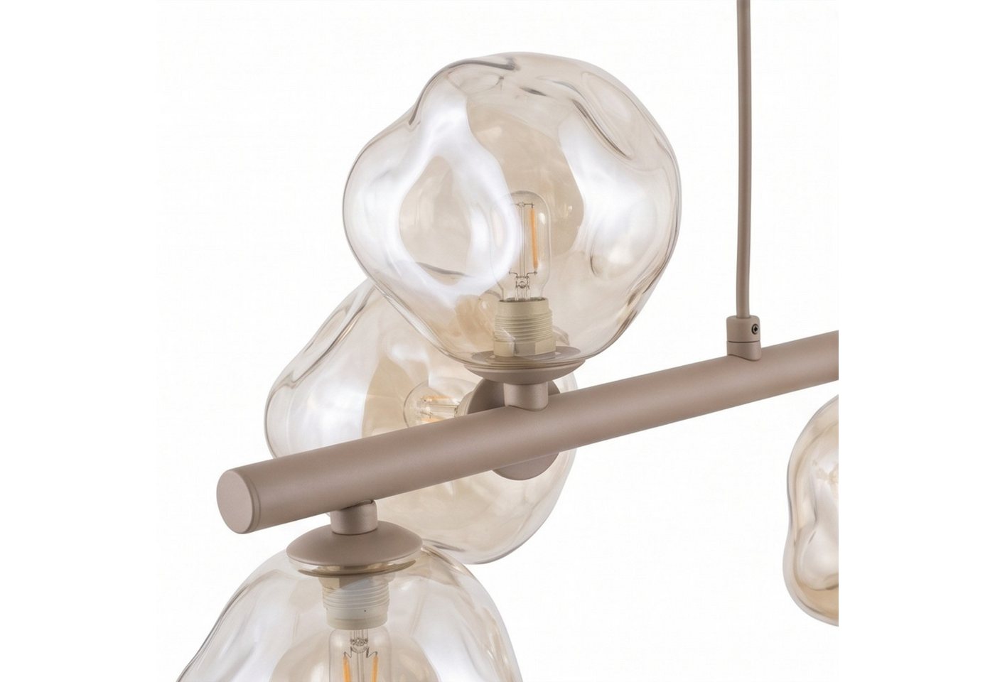 Licht-Erlebnisse Pendelleuchte UMERA, ohne Leuchtmittel, Metall Rauchglas G9 H: max. 141 cm Beige Cognac länglich Modern – Bild 5 von 5