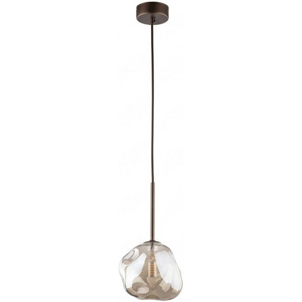 Licht-Erlebnisse Pendelleuchte UMERA, ohne Leuchtmittel, Rauchglas Metall H: max. 160 cm D: 15 cm rund Braun Cognac G9 Modern