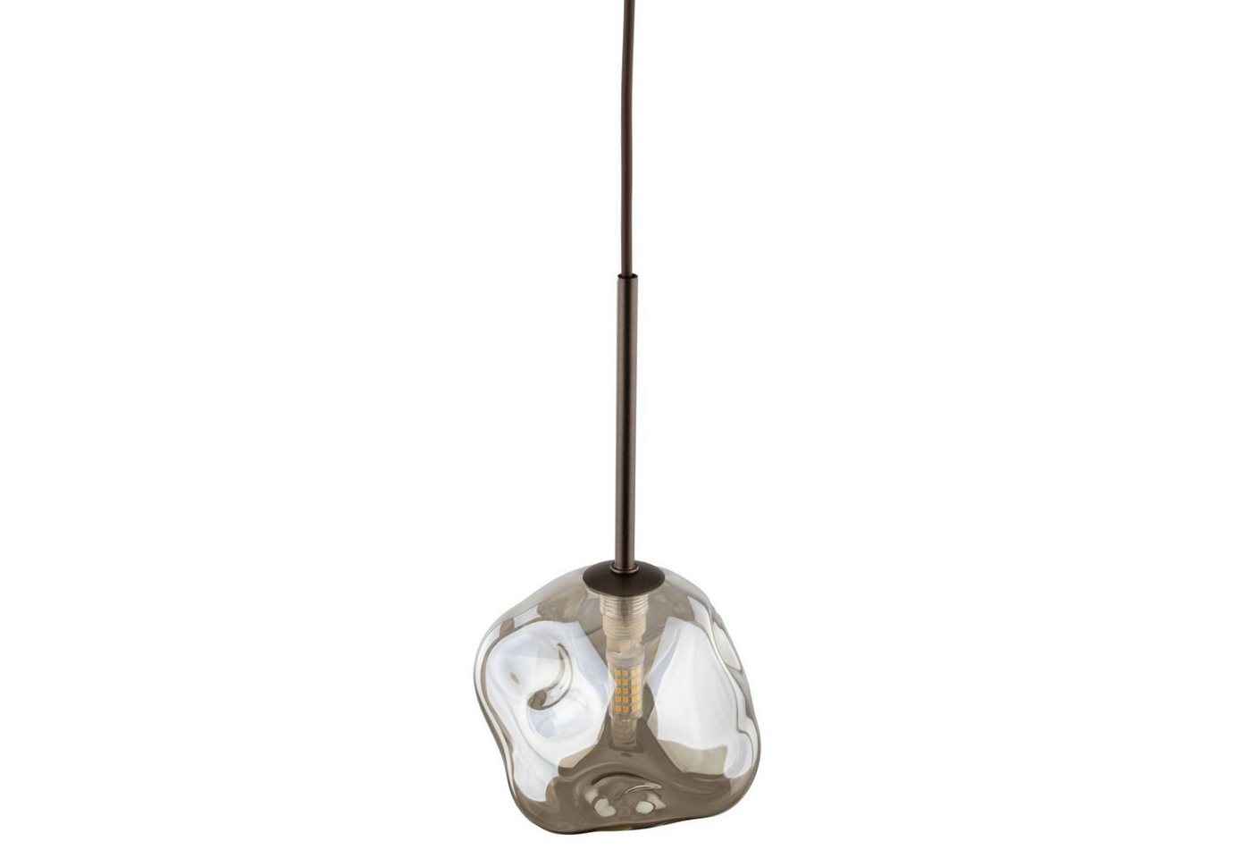 Licht-Erlebnisse Pendelleuchte UMERA, ohne Leuchtmittel, Rauchglas Metall H: max. 160 cm D: 15 cm rund Braun Cognac G9 Modern – Bild 3 von 5