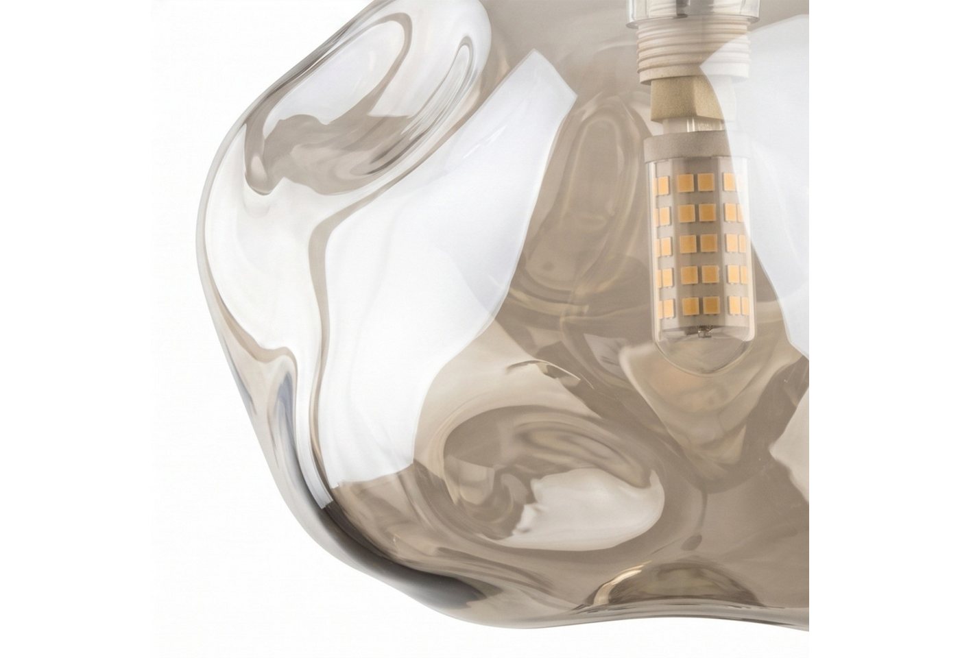 Licht-Erlebnisse Pendelleuchte UMERA, ohne Leuchtmittel, Rauchglas Metall H: max. 160 cm D: 15 cm rund Braun Cognac G9 Modern – Bild 5 von 5