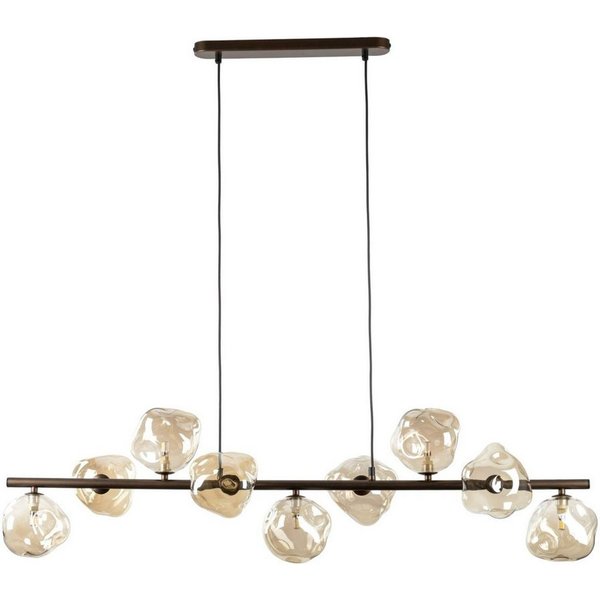 Licht-Erlebnisse Pendelleuchte UMERA, ohne Leuchtmittel, Rauchglas Metall H: max. 141 cm Braun Cognac G9 länglich Modern