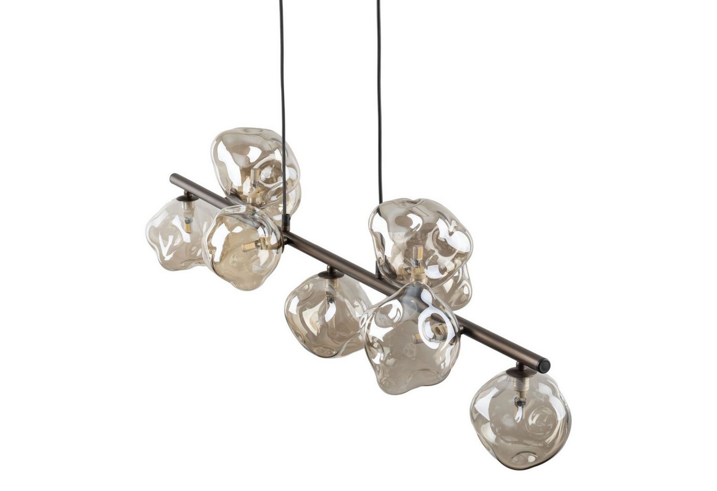 Licht-Erlebnisse Pendelleuchte UMERA, ohne Leuchtmittel, Rauchglas Metall H: max. 141 cm Braun Cognac G9 länglich Modern – Bild 3 von 5