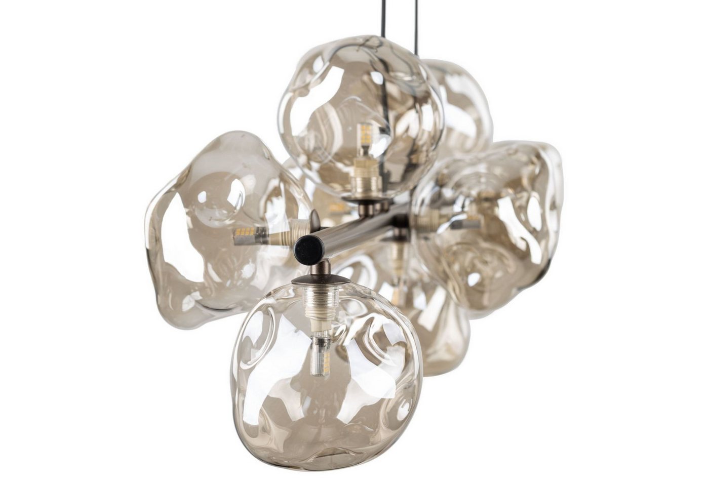 Licht-Erlebnisse Pendelleuchte UMERA, ohne Leuchtmittel, Rauchglas Metall H: max. 141 cm Braun Cognac G9 länglich Modern – Bild 4 von 5