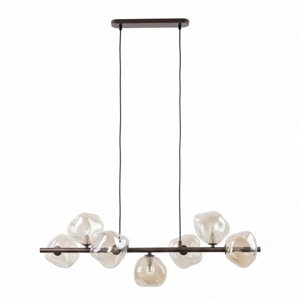Licht-Erlebnisse Pendelleuchte UMERA, ohne Leuchtmittel, Rauchglas Metall G9 H: max. 156 cm Braun Cognac länglich Modern