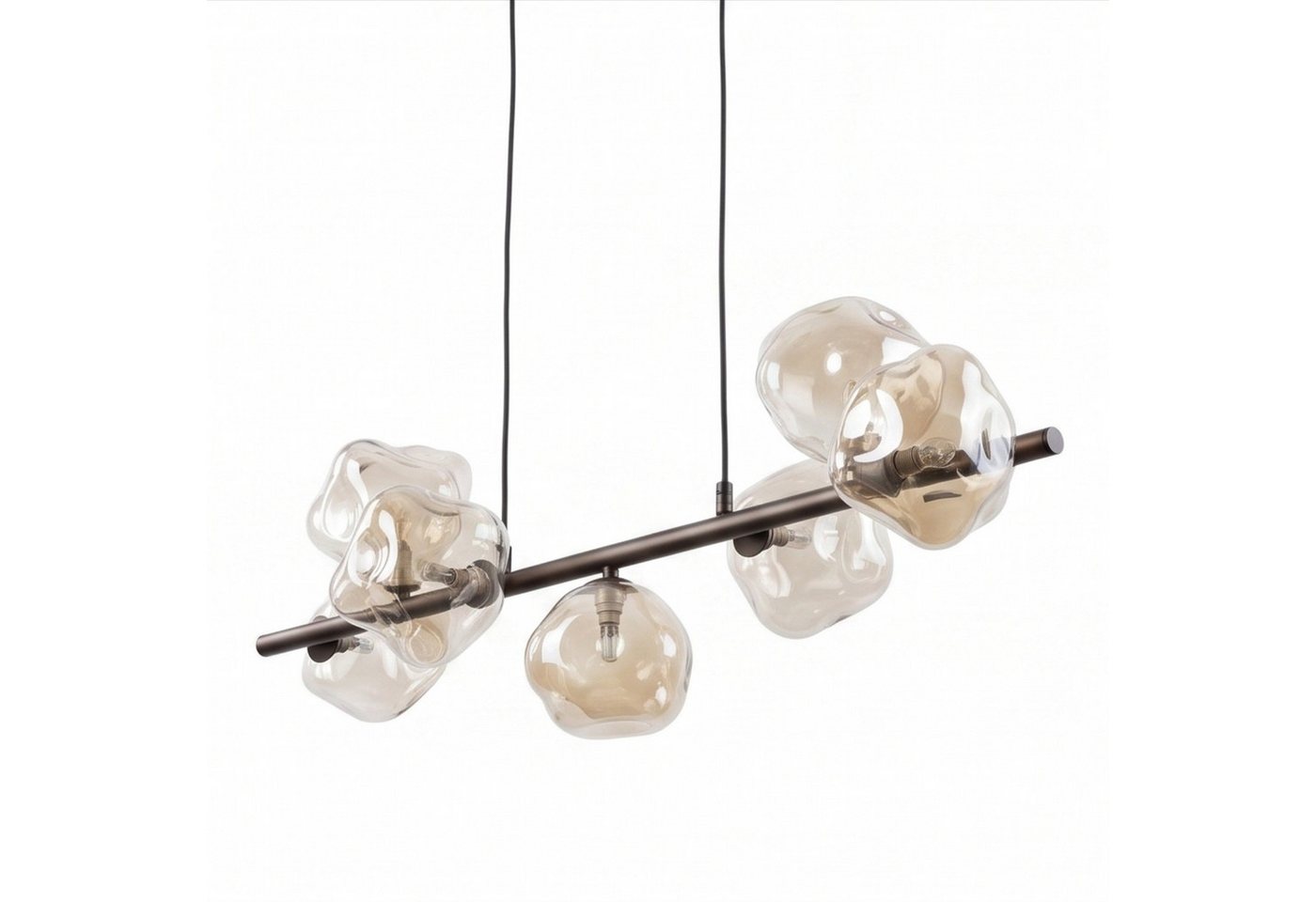 Licht-Erlebnisse Pendelleuchte UMERA, ohne Leuchtmittel, Rauchglas Metall G9 H: max. 156 cm Braun Cognac länglich Modern – Bild 3 von 5