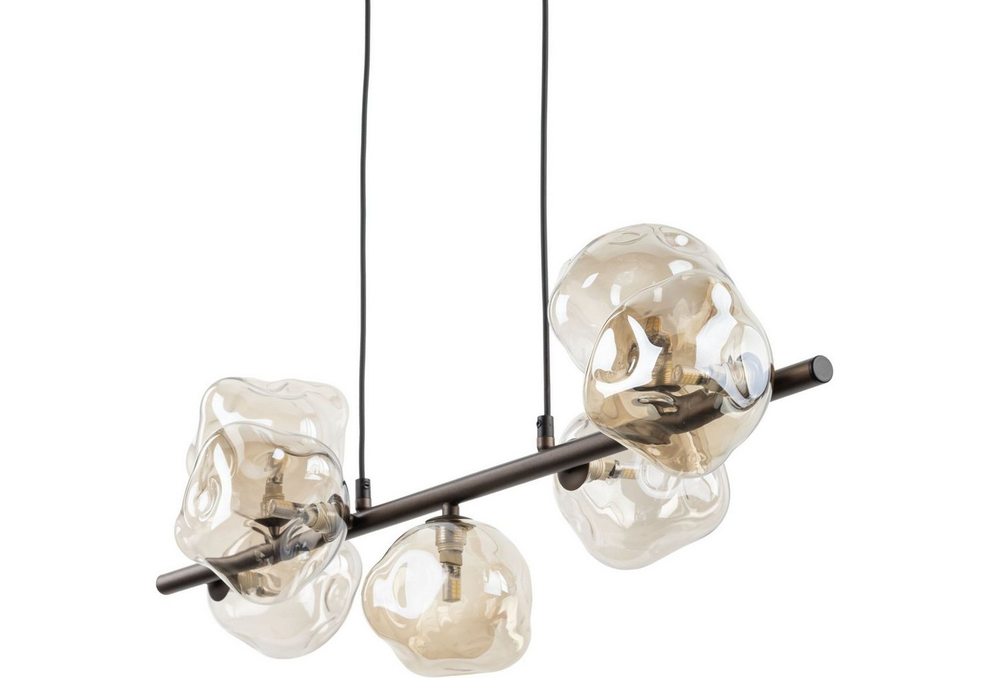 Licht-Erlebnisse Pendelleuchte UMERA, ohne Leuchtmittel, Rauchglas Metall G9 H: max. 156 cm Braun Cognac länglich Modern – Bild 4 von 5