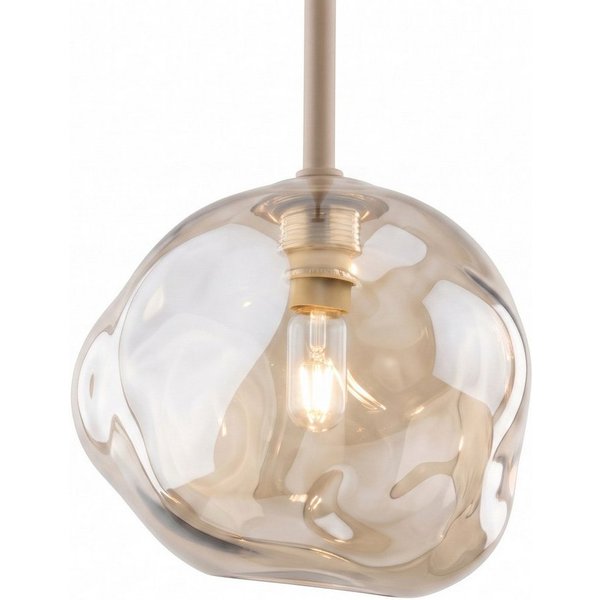 Licht-Erlebnisse Pendelleuchte UMERA, ohne Leuchtmittel, Metall Rauchglas G9 rund D: 15 cm H: max. 150 cm Beige Cognac Modern