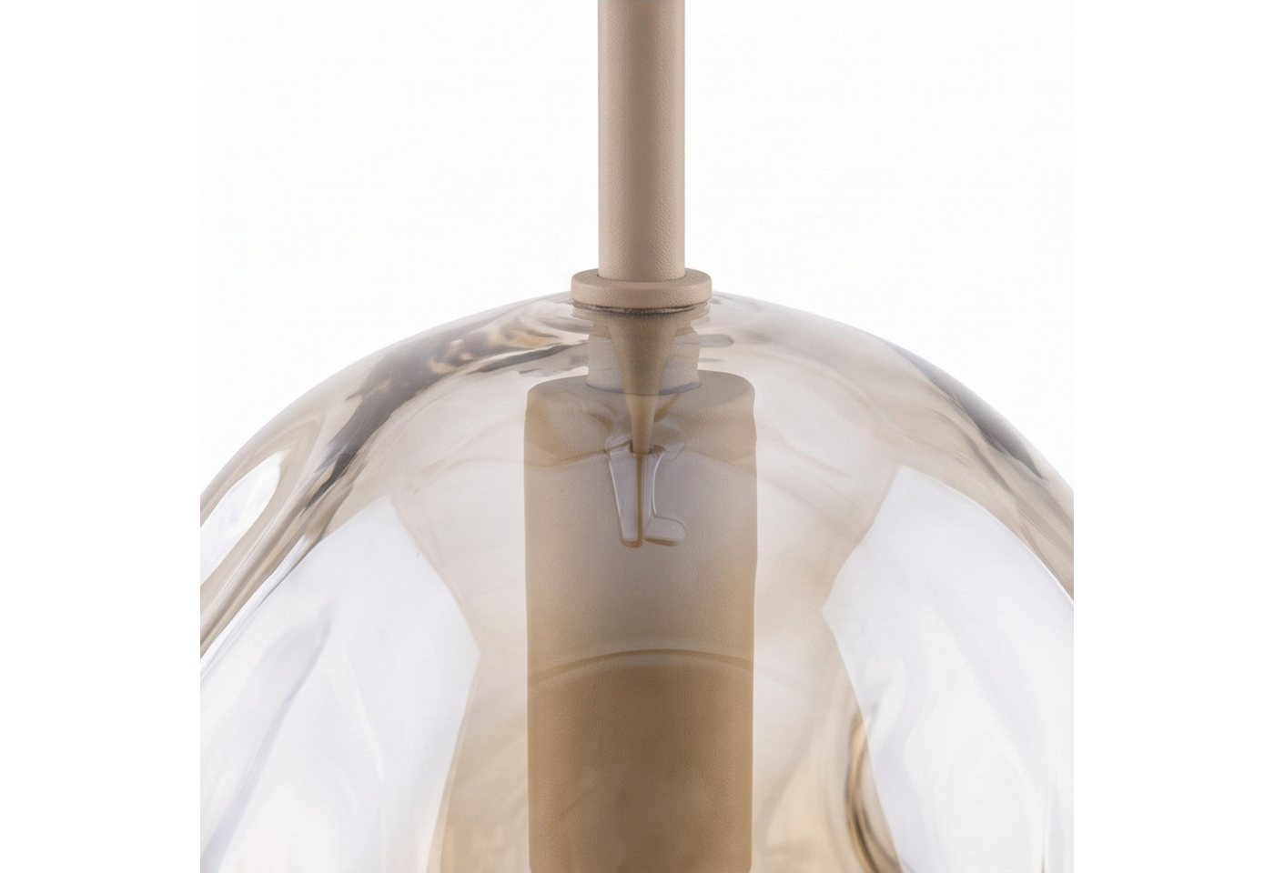 Licht-Erlebnisse Pendelleuchte UMERA, ohne Leuchtmittel, Metall Rauchglas G9 rund D: 15 cm H: max. 150 cm Beige Cognac Modern – Bild 4 von 5